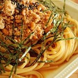 納豆と鶏そぼろの和風パスタ